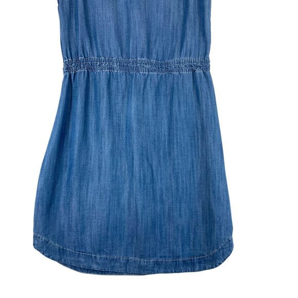 sleeveless Denim Dress - Medium Blue tie waist rounded hem sz small MAVI - Picture 13 of 16